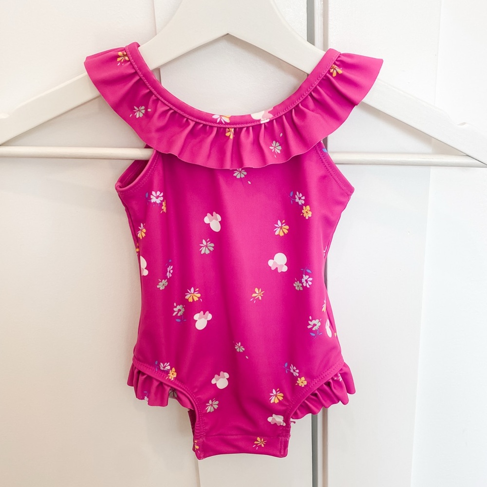 Liquidation Sale: Baby Gap x Disney | Fuchsia Pink Swimsuit with Ruffles